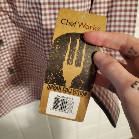 CHEF WORKS MODERN GINGHAM LONG SLEEVE DRESS SHIRT ITEM: SHC05 NWT - Picture 4 of 9